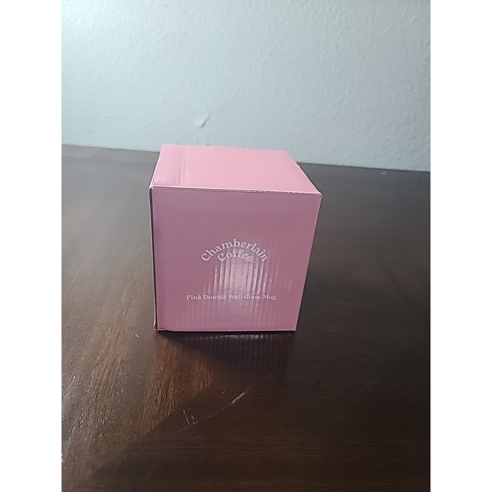 Chamberlain Coffee Pink Double Walled Glass Mug Limited Edition Emma Chamberlain
